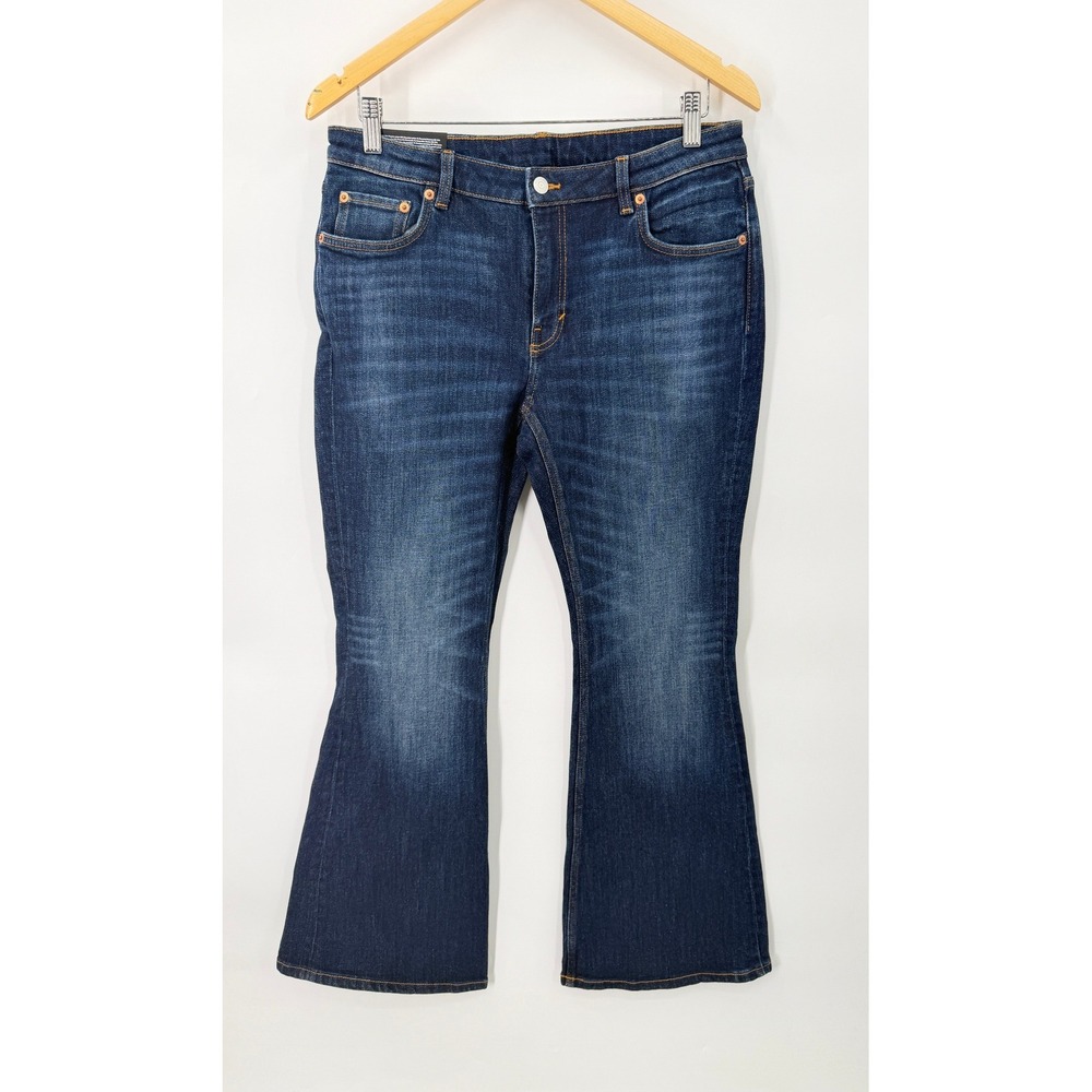 Weekday Jeans Womens 31 Blue Flame Low Flared Organic Recycled Cotton 920611